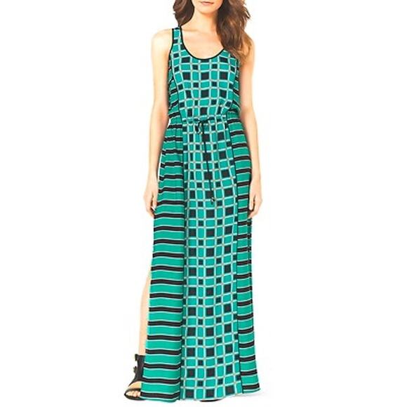 NWT Michael Kors $150 Soho Square Island Blue Printed Maxi Dress SZ XL - Picture 1 of 13